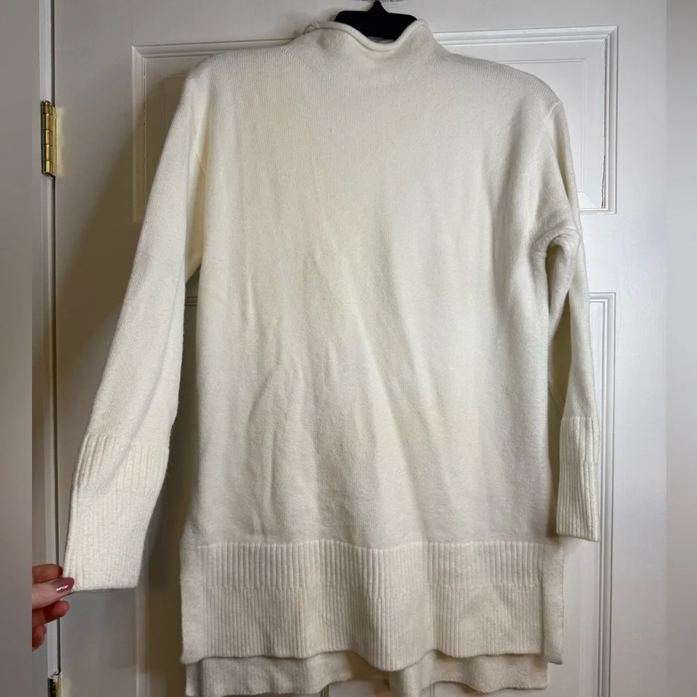 Anthropologie Moth Saskia Oversized Ivory Tunic Sweater Mock Neck - Picture 1 of 3